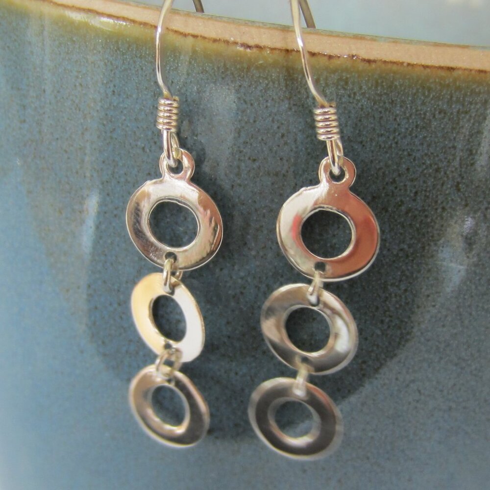 Sterling Silver Earrings with Circles Design